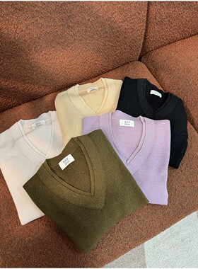 【颖颖家】匠心J系双层V领56支金葱美丽诺羊毛气质款针织衫W1918