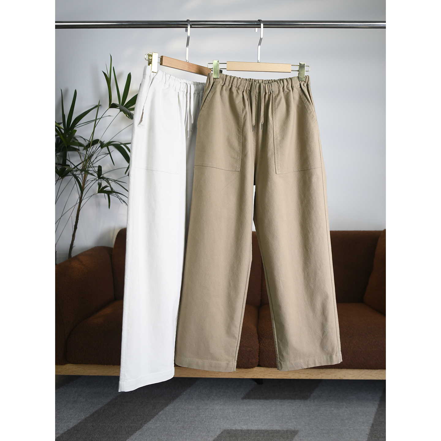 对小个子也非常友好！！！休闲日系风松紧腰九分裤 女W1637