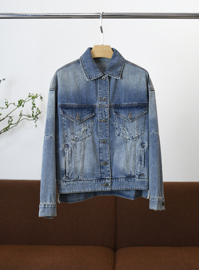 【颖颖家】洗水颜色太好看了，，柔软不规则设计牛仔外套W1250