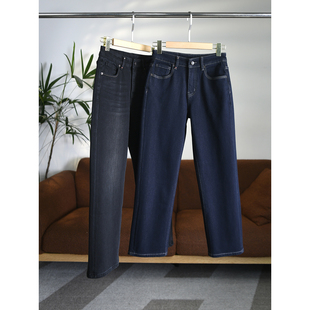 颖颖家 W1660 超显瘦棉和莱赛尔混纺四面弹加绒牛仔小直筒九分裤