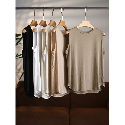 【颖颖家】超舒服日系轻棉极简纯色圆领背心 外穿内搭皆可 W2164