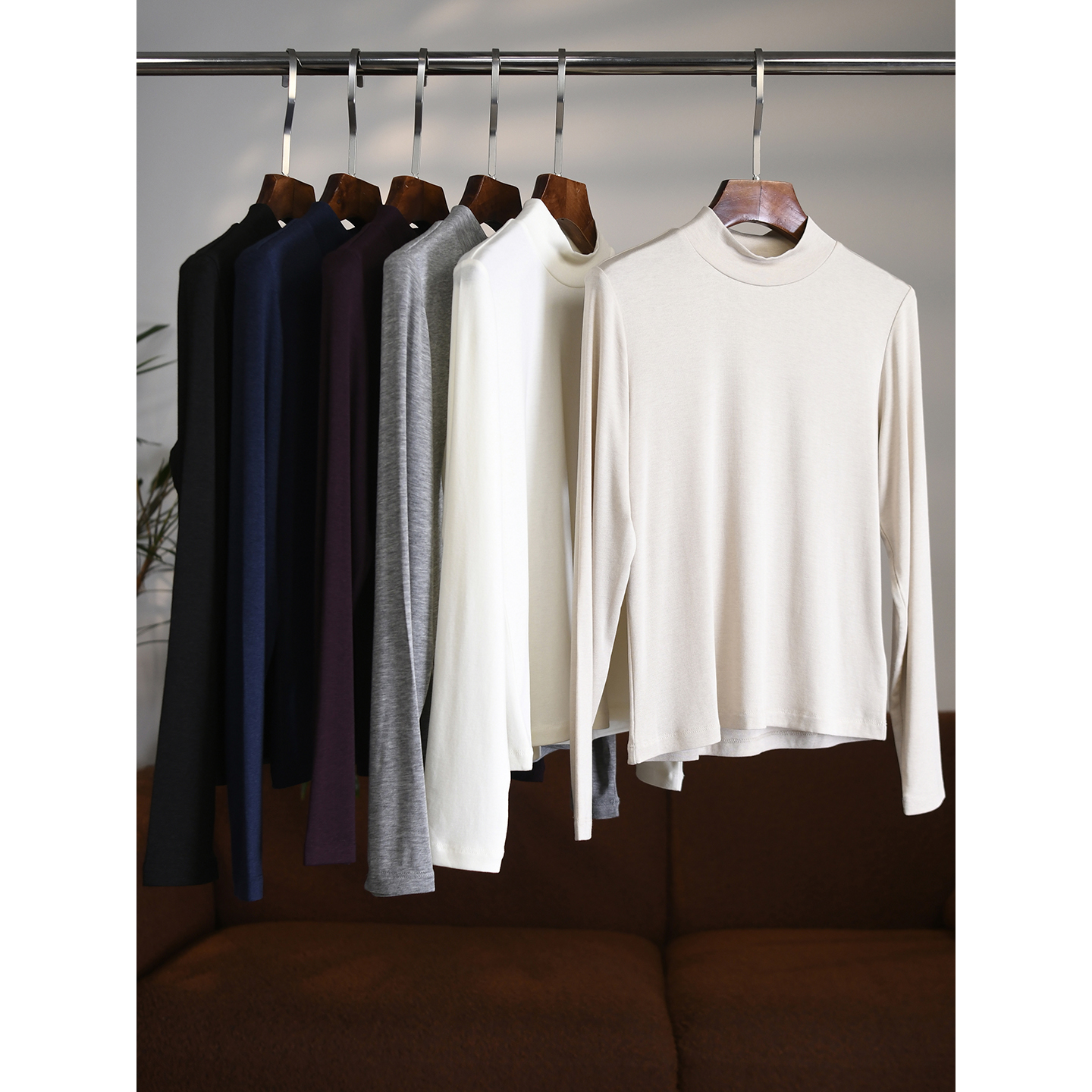 至少两件收 超级软糯舒适L~~P纯羊毛半高领针织打底T恤 简约W1765