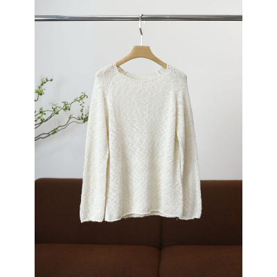 一眼爱上，人人一件！高品桑蚕丝+大肚纱棉圆领长袖针织上衣W1140