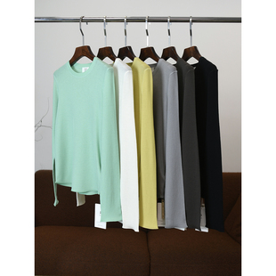 匠心J系!!袖口自然卷边 美丽诺羊毛后中线罗纹圆领针织衫 W1423