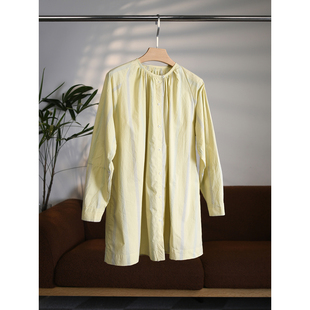 中长款 颖颖家 进口色织棉空气感竖条纹撞色宽松廓版 W2054 衬衫