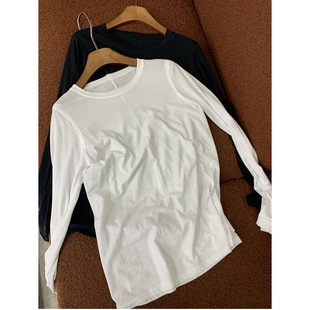 修身 断货王 黑白两色T恤女长袖 打底衫 N039 春夏圆领轻薄棉质长袖