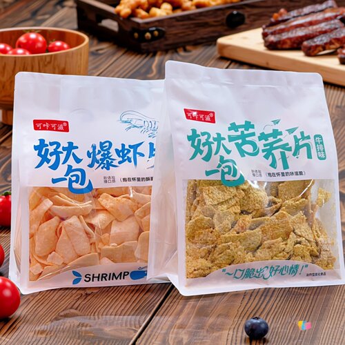可咔可滋好大一包爆虾片袋装休闲零食膨化食品虾味牛排味