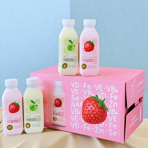 【原箱15瓶】第28街苹果酸奶味饮品420ml草莓味早餐搭档休闲饮品