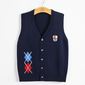 毛衣背心马甲坎肩马夹针织衫 男童中大童儿童全棉开衫 春秋新款