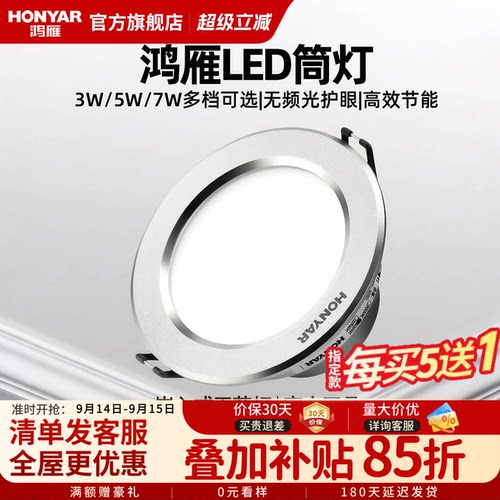 鸿雁led嵌入式客厅天花灯