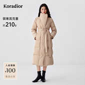 花瓣羽绒 珂莱蒂尔2025双门襟束带沙漏鹅绒服加厚长过膝羽绒服