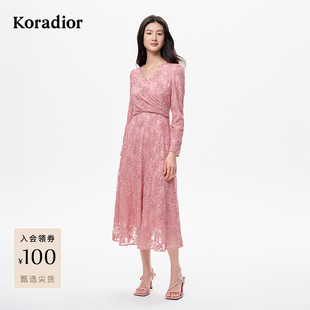 【玫瑰裙】珂莱蒂尔2025秋新法式玫瑰蕾丝连衣裙气质刺绣修身款