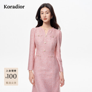 珂莱蒂尔2025秋季新款法式优雅香风气质修身柔软连衣裙A字裙子