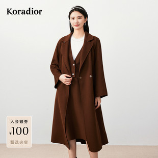 珂莱蒂尔冬雅丹风100山羊绒气质双面呢美拉德老钱风大衣