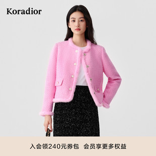 珂莱蒂尔2025年冬新国风花呢90鹅绒薄羽绒服水貂毛边 花瓣羽绒