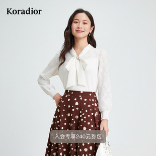 长袖 羊毛针织衫 女 蝴蝶结领毛衫 koradior珂莱蒂尔秋气质千金风法式