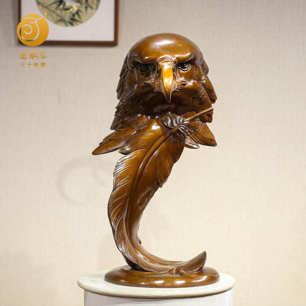 85#鹰首紫铜铜器居家玄关办公室书房摆件礼品铜工艺品