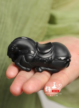 和田玉生肖马手把件细料