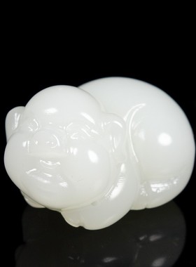 天然玉石生肖猪手把件
