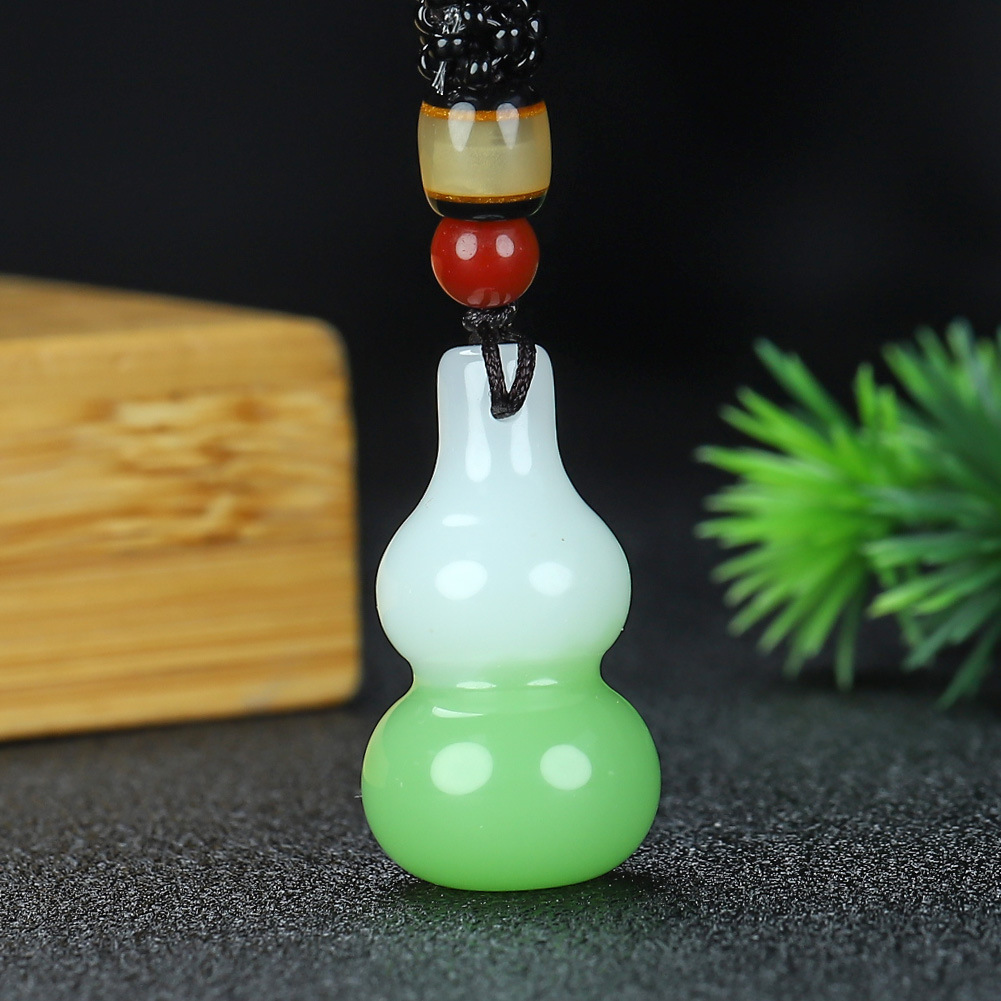 和田玉葫芦吊坠翠青玉葫芦挂件