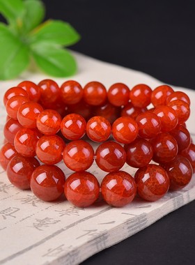 天然红玛瑙龙鳞纹手串男女款