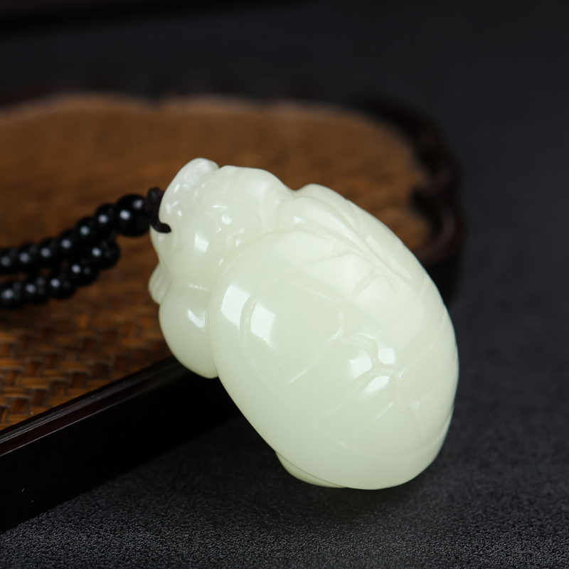 和田玉青白玉乌龟手把件