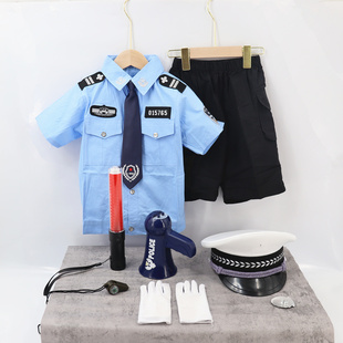 儿童职业角色扮演制服男童警装军装黑猫警长教育普法T台走秀表演