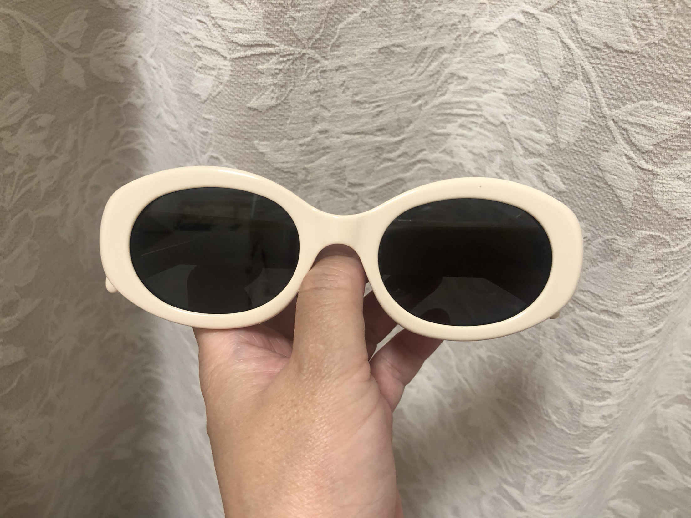 高端货米黄色精致小框女太阳眼镜墨镜实拍意大利进口板材制造带标