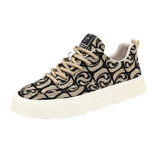 国潮祥云男士板鞋新款印花刺绣布面休闲鞋透气软底潮流运动潮鞋男