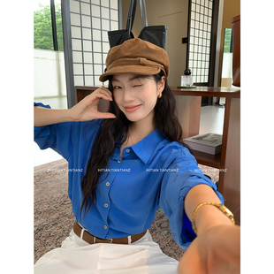 衬衫 Hitian 韩系慵懒天丝质感防晒长袖 画报少女 恬恬郑