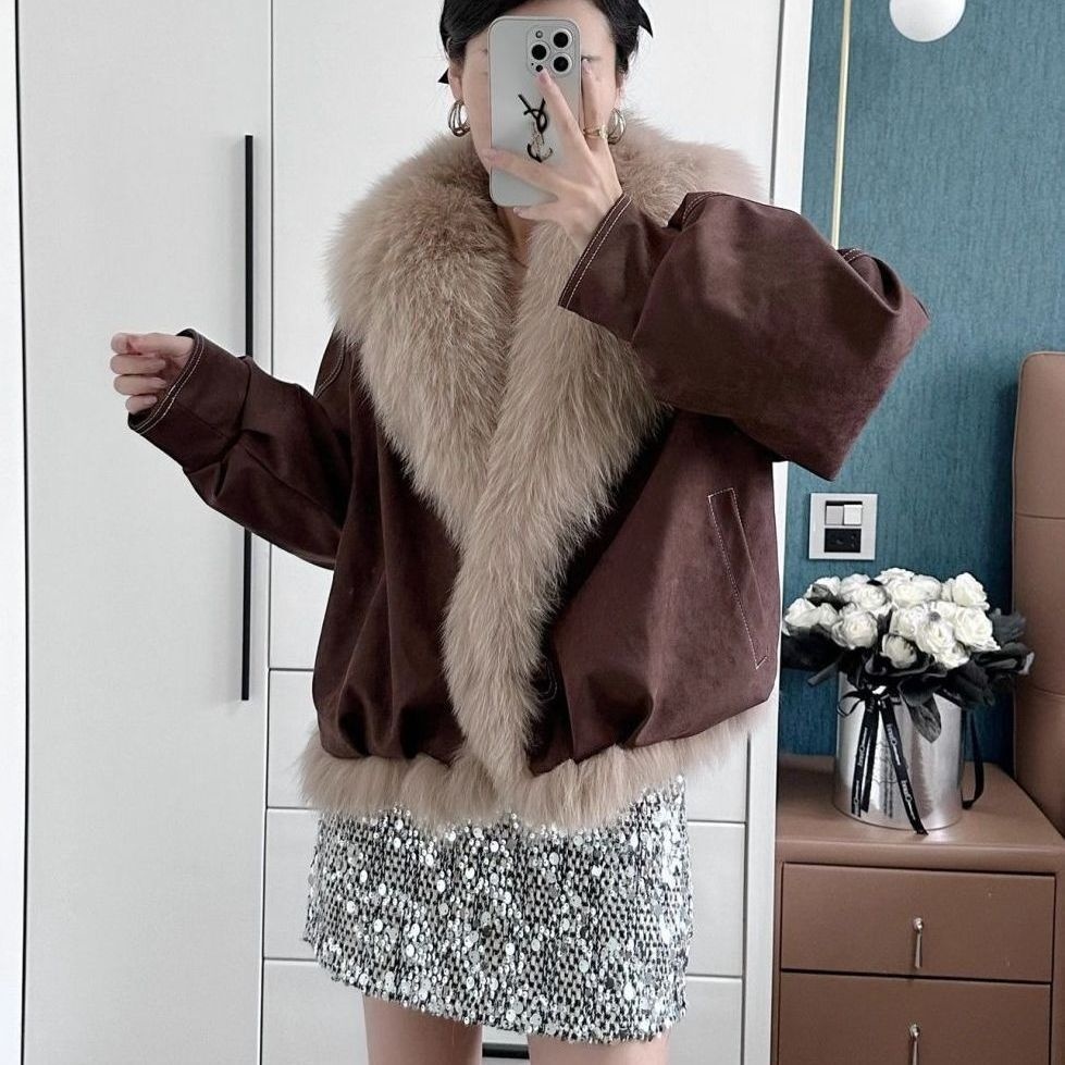 欧货大毛领棉服外套女2025冬季新款时尚百搭感派克服保暖上衣