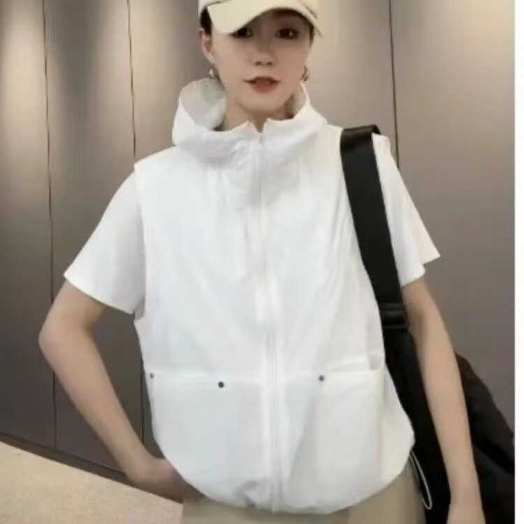 2025年春款马甲女连帽宽松休闲韩版开衫马夹学院风坎肩慵懒风马夹
