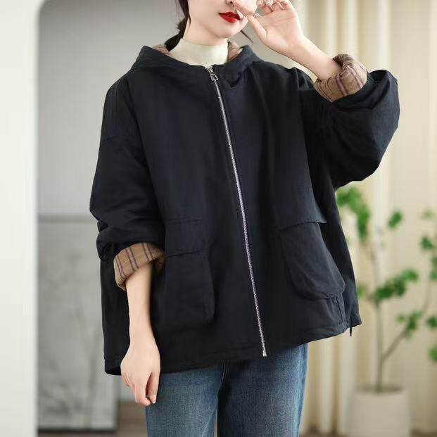 25年冬款棉衣女加棉加厚保暖连帽棉袄外套新款学院风上衣外套宽松