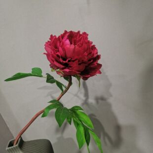 高品质手感叶玫红牡丹芍药仿真花束假花家居客厅客厅玄关插花