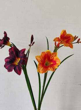 仿真花 大花手感萱草 黄花菜家居软装花艺 中古花材 摄影道具新款