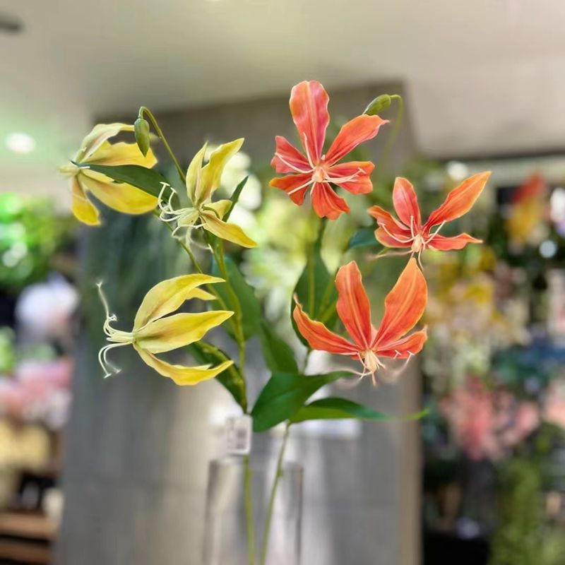 高品质3D打印新款仿真火焰百合花胶片单支嘉兰花室内摆放婚庆花艺
