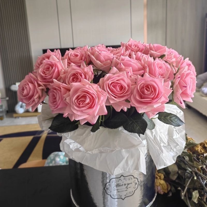 仿真花保湿手感玫瑰花束 家居 影楼拍摄手捧花 道具花 野餐花13色