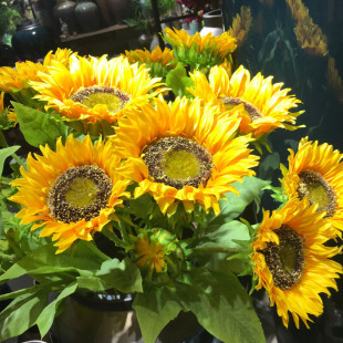 向日葵仿真假花束客厅摆件落地插花花艺装 饰品干花瓶餐桌摆设花