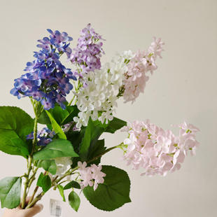 高品质手感紫丁香仿真花客厅卧室装饰摆设花材油画感蓝紫白色花艺