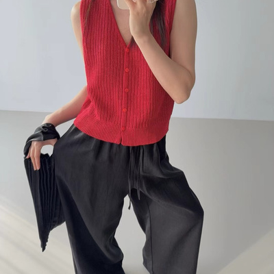 韩货GLOG春夏进口和纸麻纱背心女