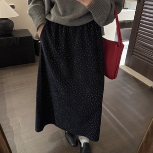 9868 韩系碎花松紧腰半身裙女气质简约中长款 about moon2025秋季