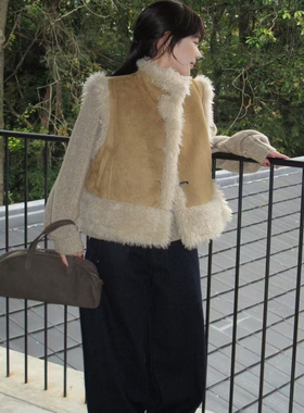 feel blessed2025冬季羊羔毛麂皮绒马甲外套马夹简约女530229