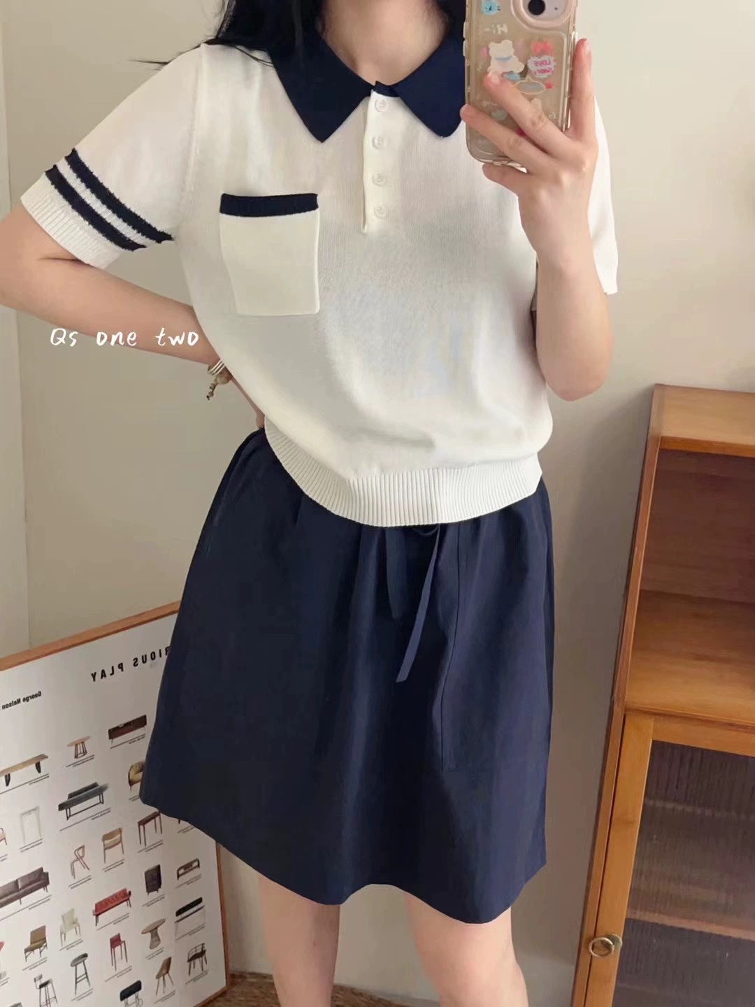 纯色夏季修身短款弹力上衣POLO