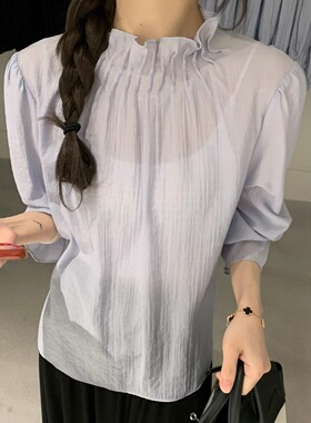 9roove九禾overrich2026春季设计感褶皱衬衫高级感小衫女24562