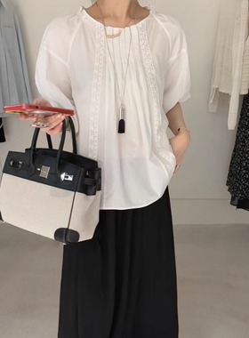 9roove九禾overrich2026春季纯棉花边设计长袖衬衫女可爱24922
