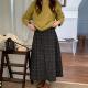 设计款 韩货wander2025秋季 新款 100%纯棉翻折腰头格子半裙H31160