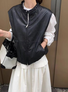 9roove九禾2026春季设计感时尚无袖休闲纯色立领马甲外套女24812