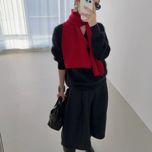 glog2025冬季保暖百搭100%羊毛围巾女节日红色氛围感777