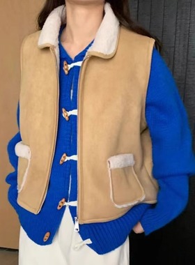 韩货wander2025冬季新款韩系棉衣翻领马甲女高品质31208