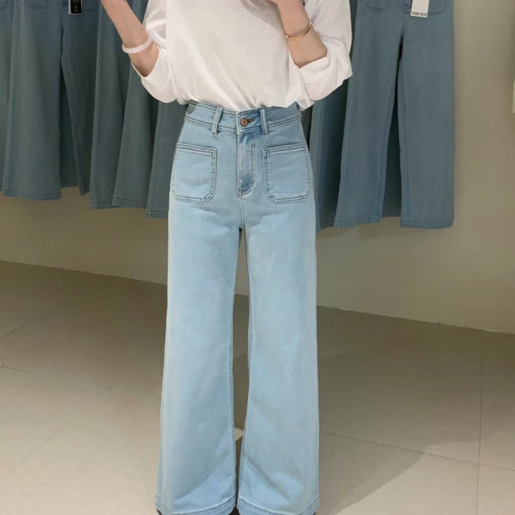 双口袋2025春季纯棉牛仔裤女YKK